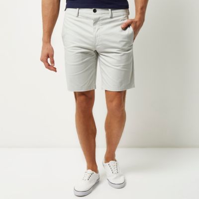 Grey slim fit chino shorts